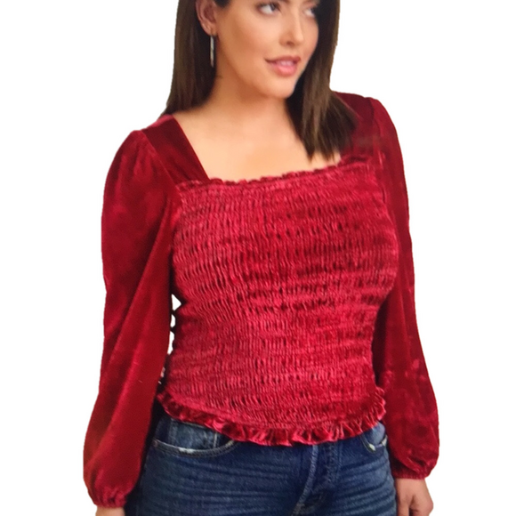 torrid Tops - Torrid Velvet Smocked Blouson Crop Top Sz 1X